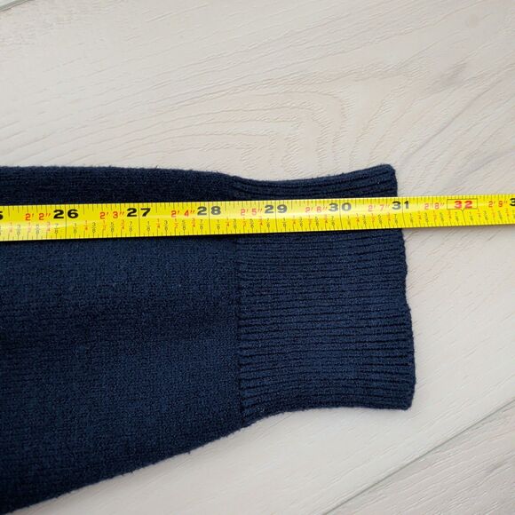 Fair Harbor Robinson Sweater Mens M Navy Blue Yellow Orange Red Stripe Crew Neck - Picture 8 of 9